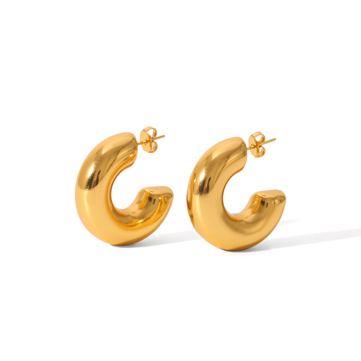 Chunky Ball Open Hoop Earrings