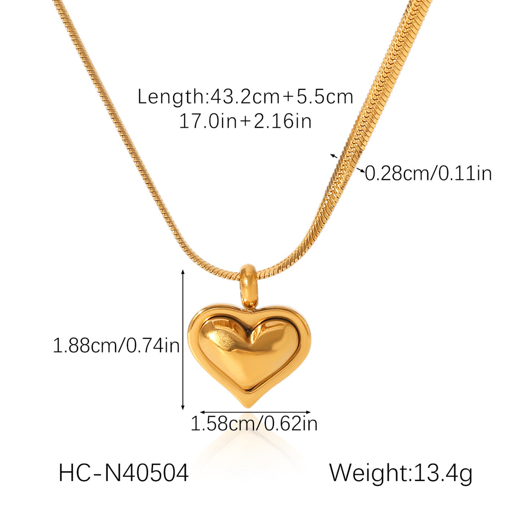 Heart Pendant Snake‑Chain Necklace