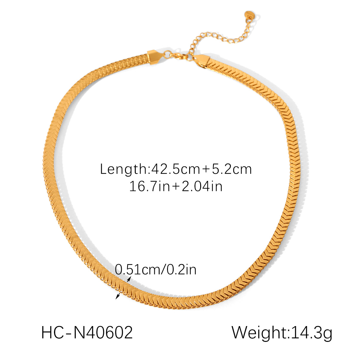 Gold Flat Snake Chain Necklace – 18K Gold Plated Stainless Steel Choker