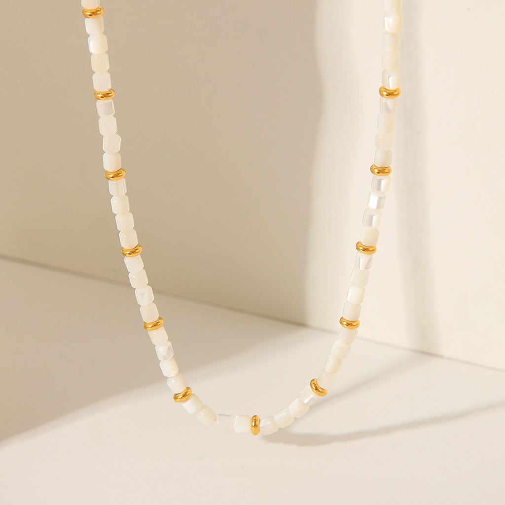 White Shell Bead Necklace – Beach Day Essential