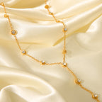 Y-Drop Chain Necklace – 18K Gold-Plated with Simulated Zirconia