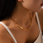 Irregular Bone Link Chain Necklace – 18K Gold-Plated Statement Choker