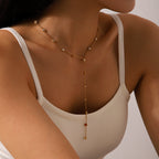 Y-Drop Chain Necklace – 18K Gold-Plated with Simulated Zirconia