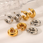 Chunky Ball Open Hoop Earrings
