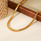 Gold Flat Snake Chain Necklace – 18K Gold Plated Stainless Steel Choker