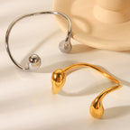 WaterDrop designer Open Cuff Bracelet – 18K Gold & Silver Statement Bangle