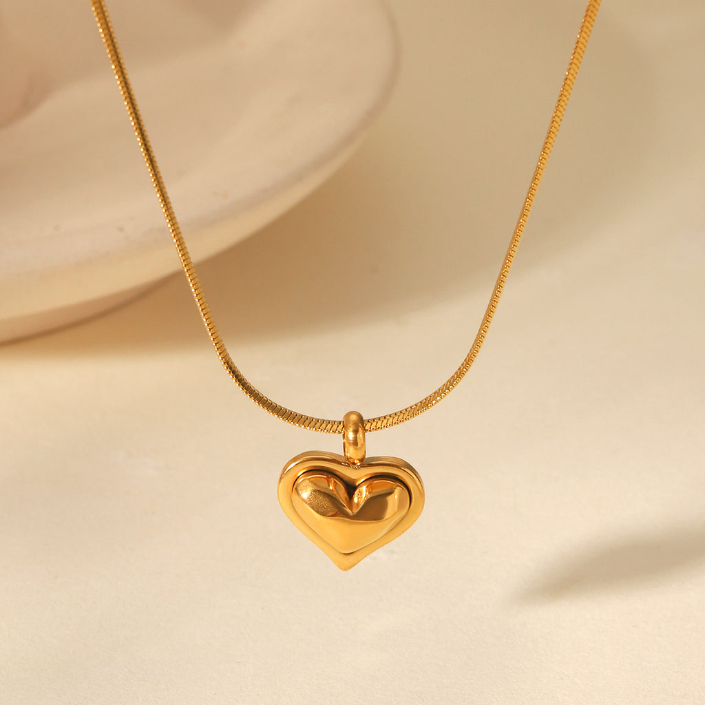 Heart Pendant Snake‑Chain Necklace