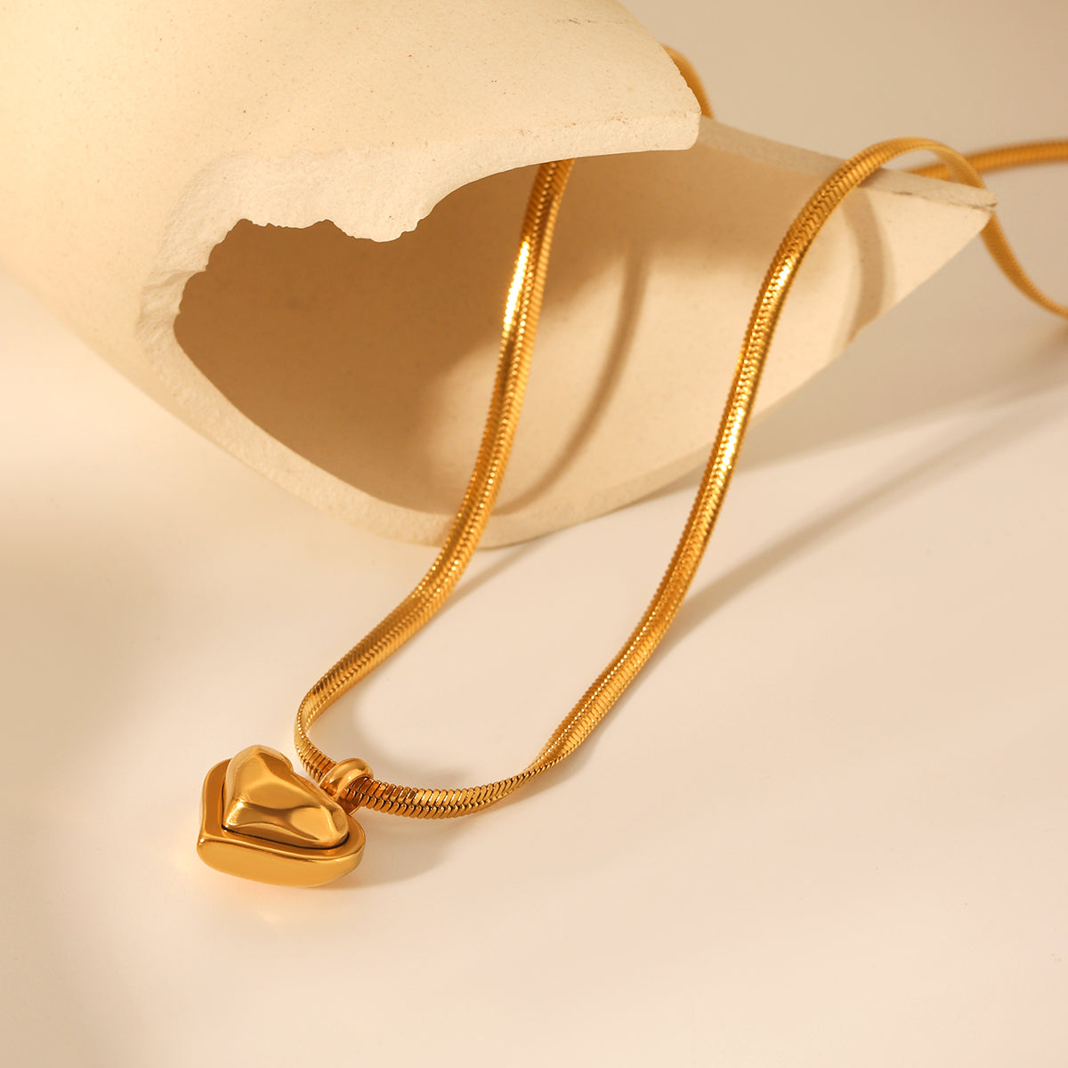 Heart Pendant Snake‑Chain Necklace