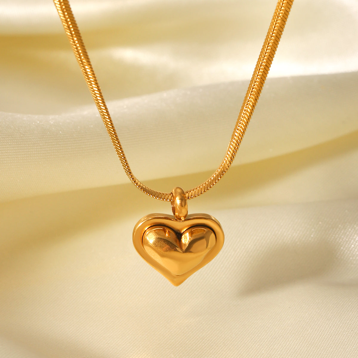 Heart Pendant Snake‑Chain Necklace