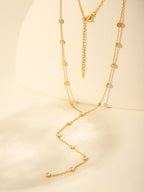 Y-Drop Chain Necklace – 18K Gold-Plated with Simulated Zirconia
