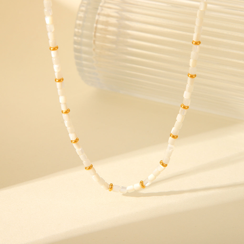 White Shell Bead Necklace – Beach Day Essential