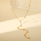 Y-Drop Chain Necklace – 18K Gold-Plated with Simulated Zirconia