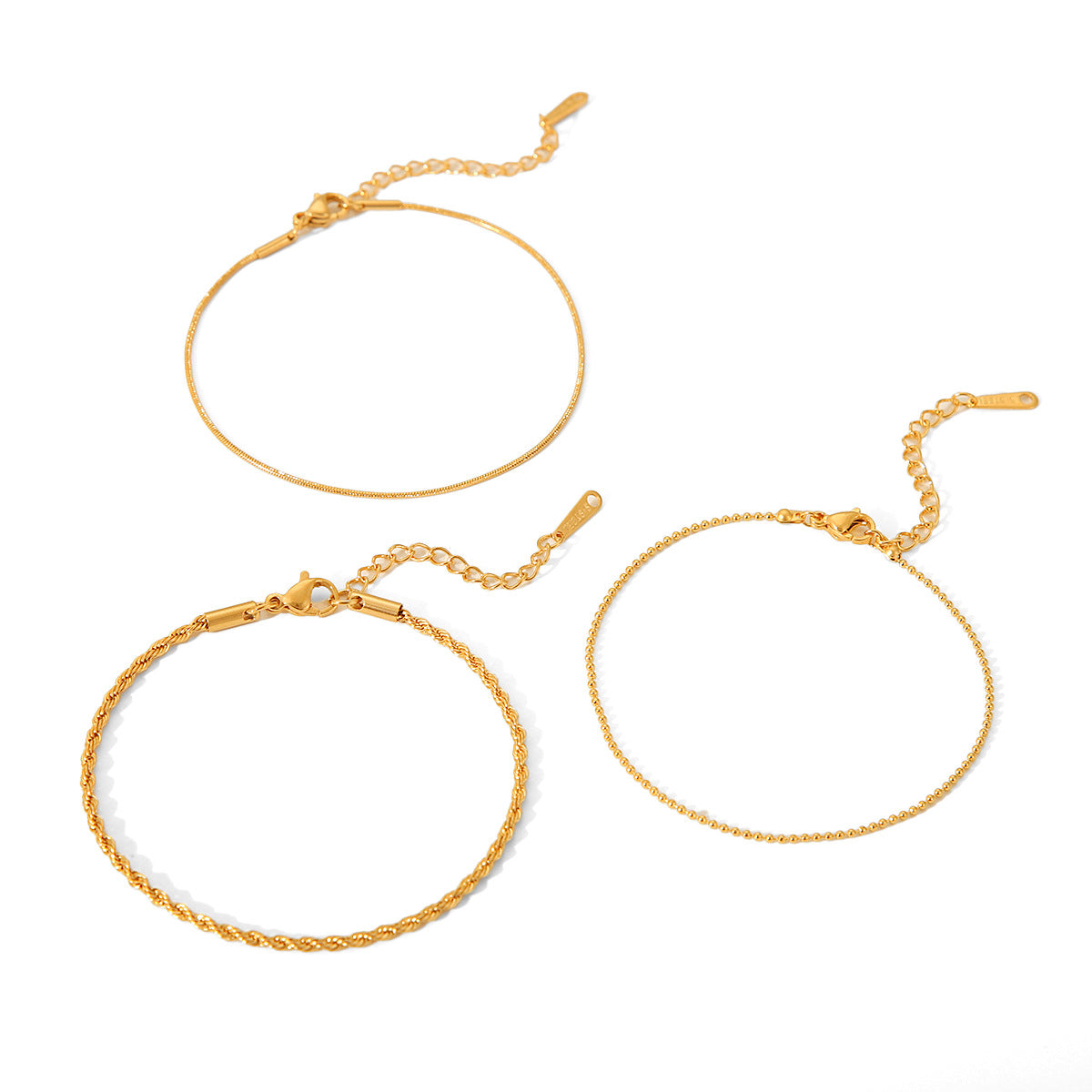 3-Piece Gold Chain Bracelet Set