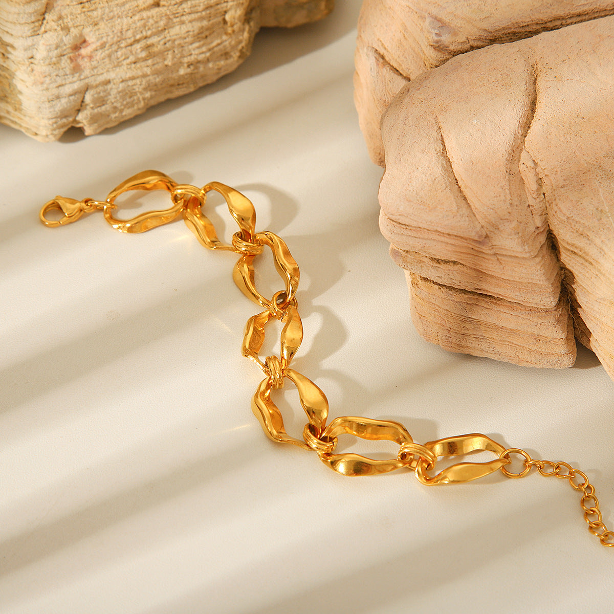 Bold Irregular Link 18K Gold Chain Bracelet