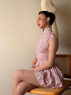 Tie Knife Pleat Ultra-Short Qipao