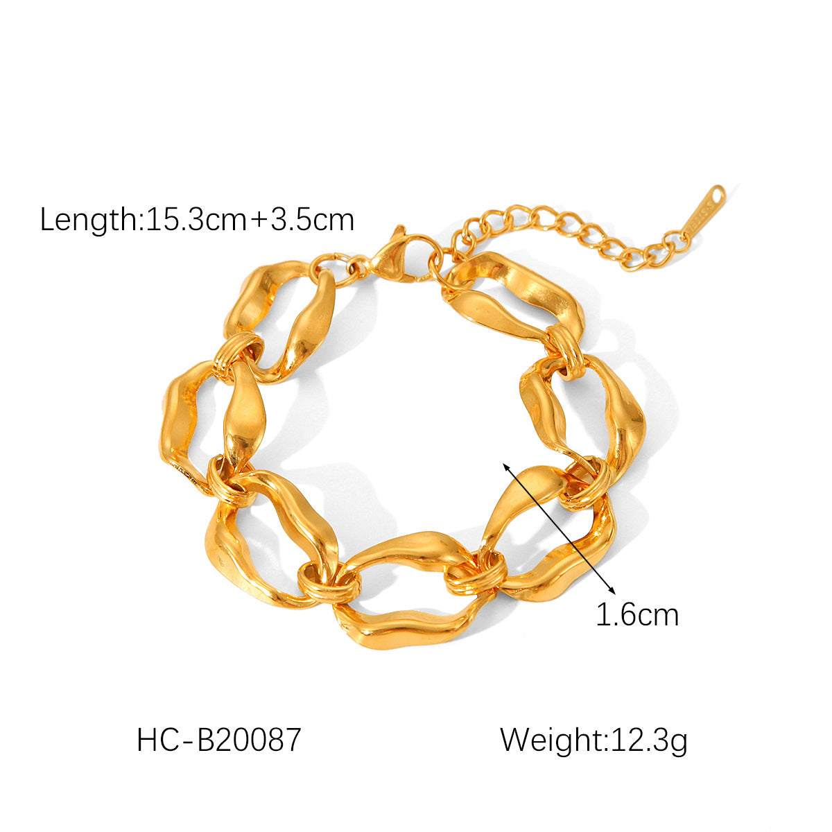 Bold Irregular Link 18K Gold Chain Bracelet