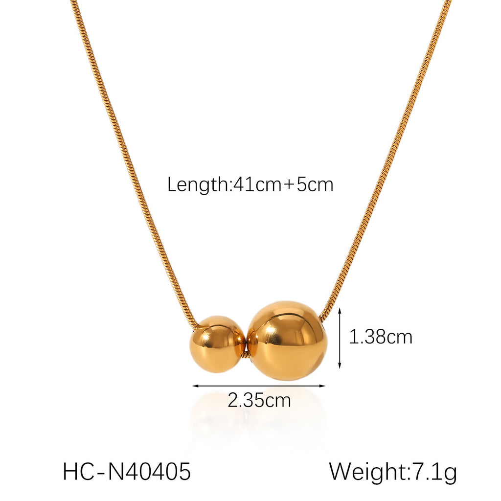 Dual Ball Pendant Necklace – Minimalist Snake Chain