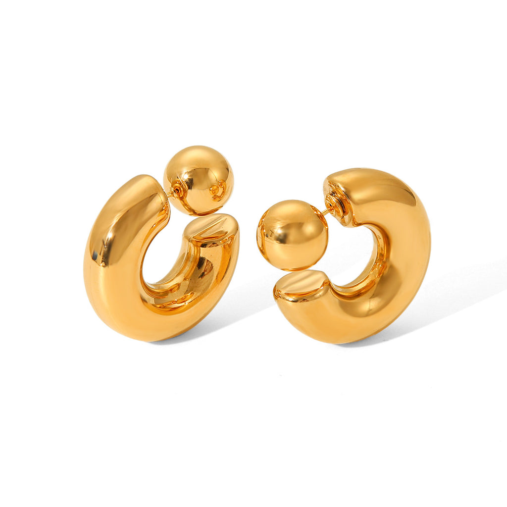 Chunky Ball Open Hoop Earrings