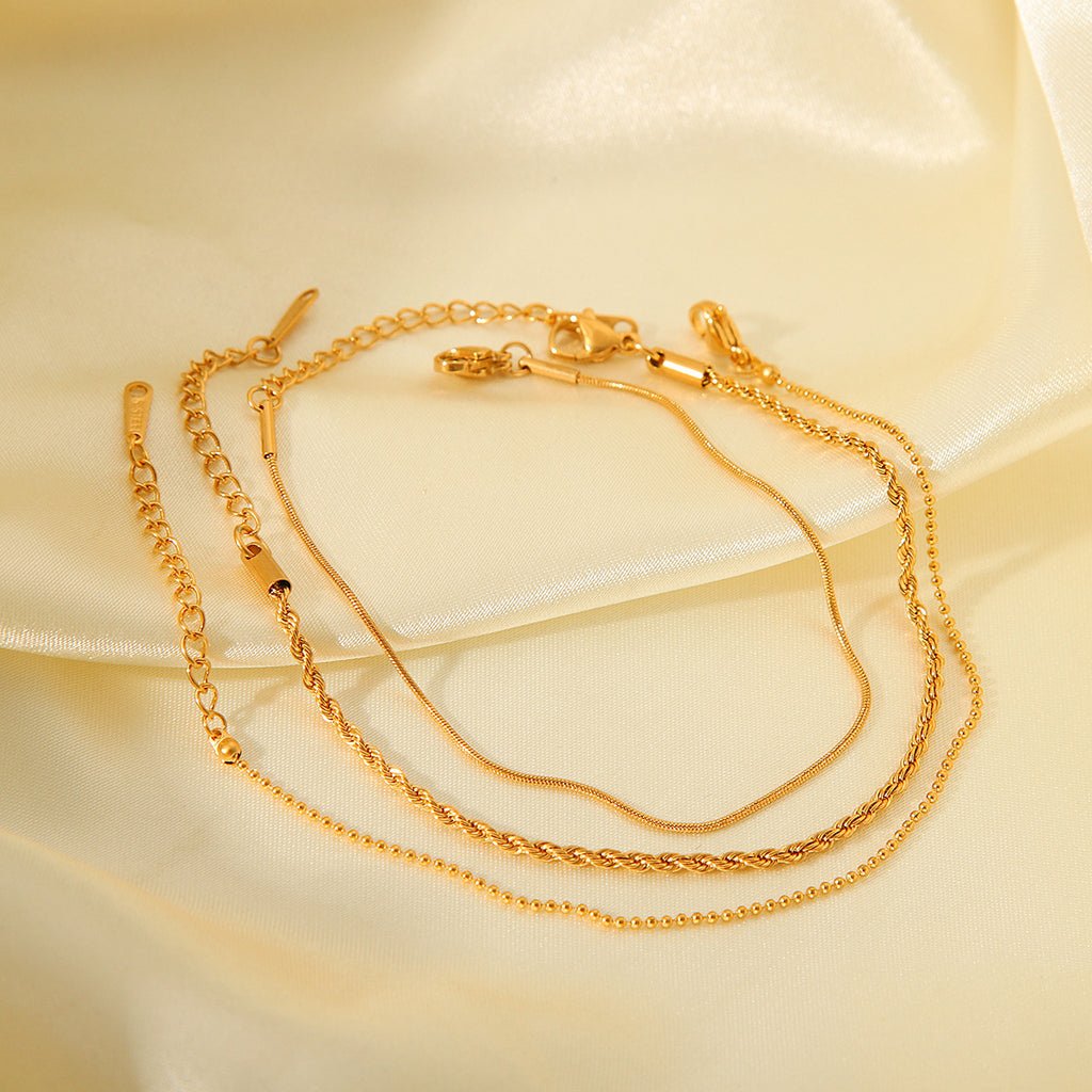 3-Piece Gold Chain Bracelet Set