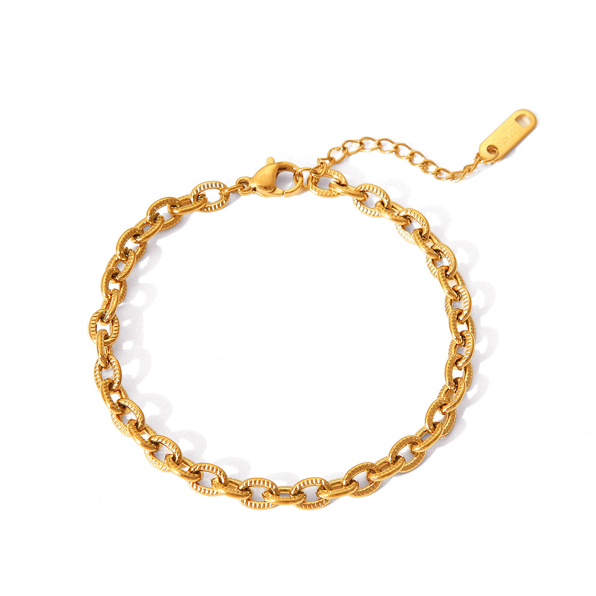 Gold Plated textured O-chain bracelet