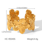 Gold Petal Cuff Bracelet – 18K Gold Plated Floral Statement