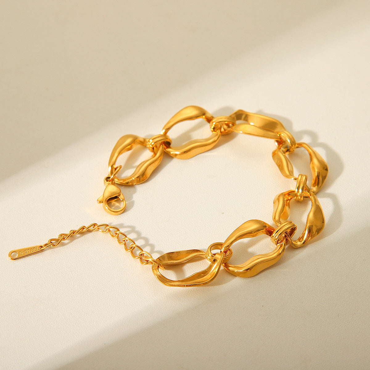 Bold Irregular Link 18K Gold Chain Bracelet