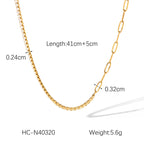 18K Plated Gold Layered Tennis & Link Chain Necklace