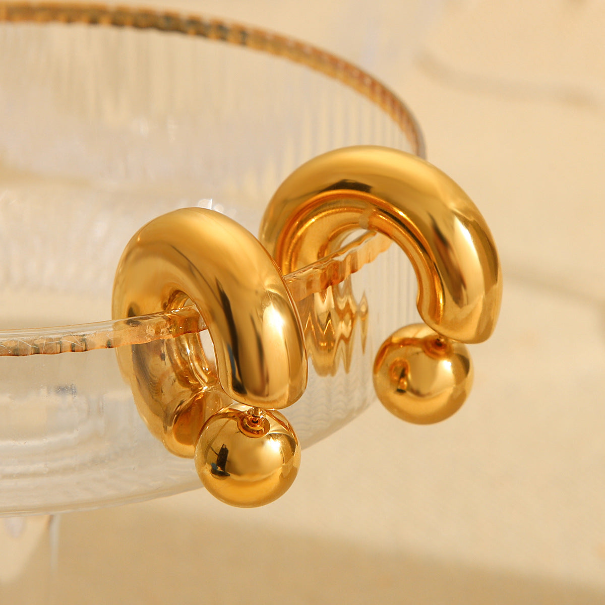 Chunky Ball Open Hoop Earrings