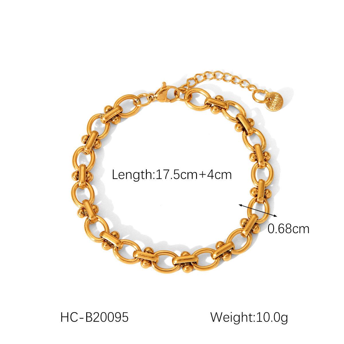 18K Gold Oval Link Chain Bracelet