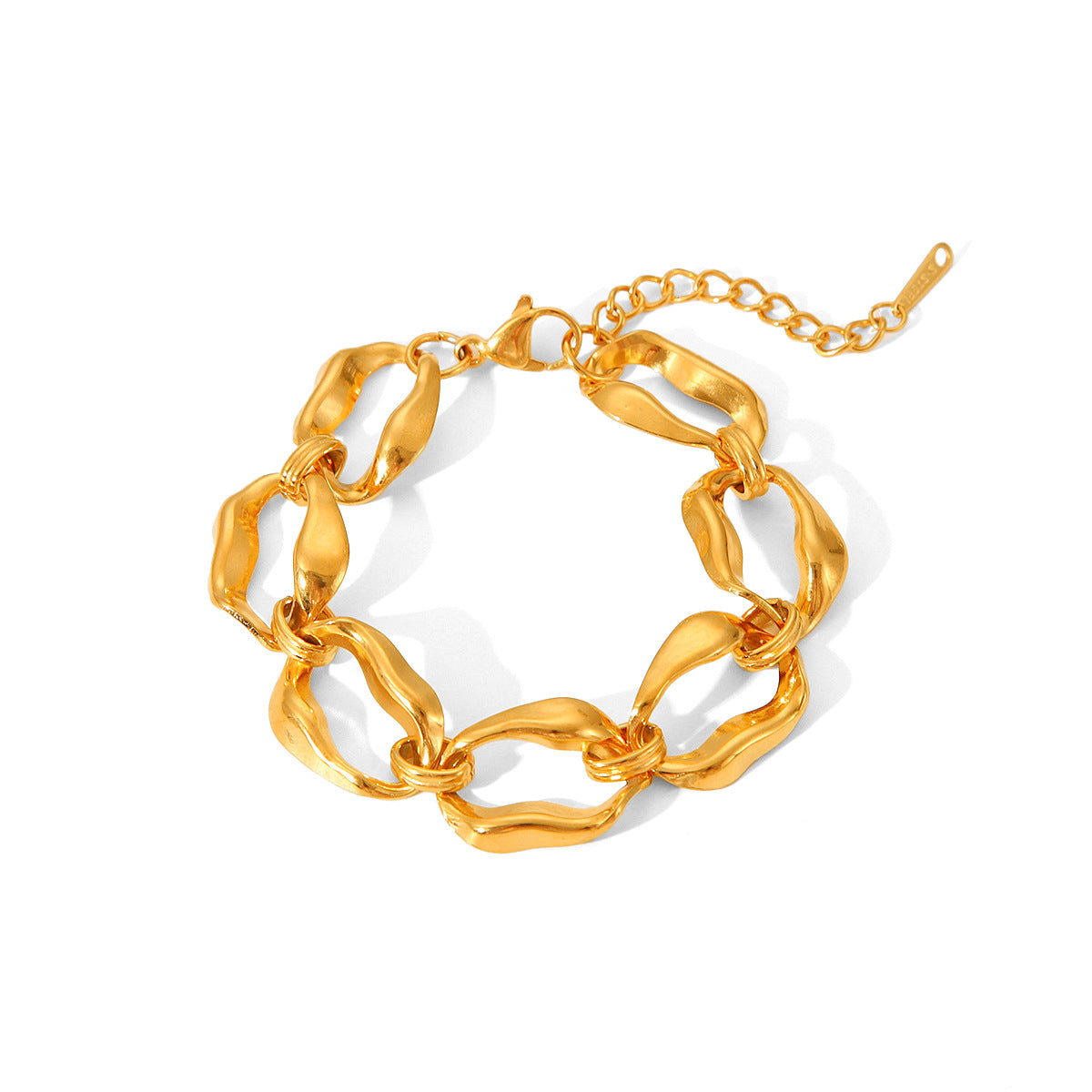 Bold Irregular Link 18K Gold Chain Bracelet