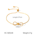 Gold Bow Adjustable Bracelet –  Snake Chain for Women