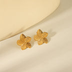 Gold Petal Stud Earrings – Floral Design