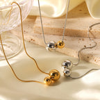 Dual Ball Pendant Necklace – Minimalist Snake Chain