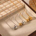 Dual Ball Pendant Necklace – Minimalist Snake Chain