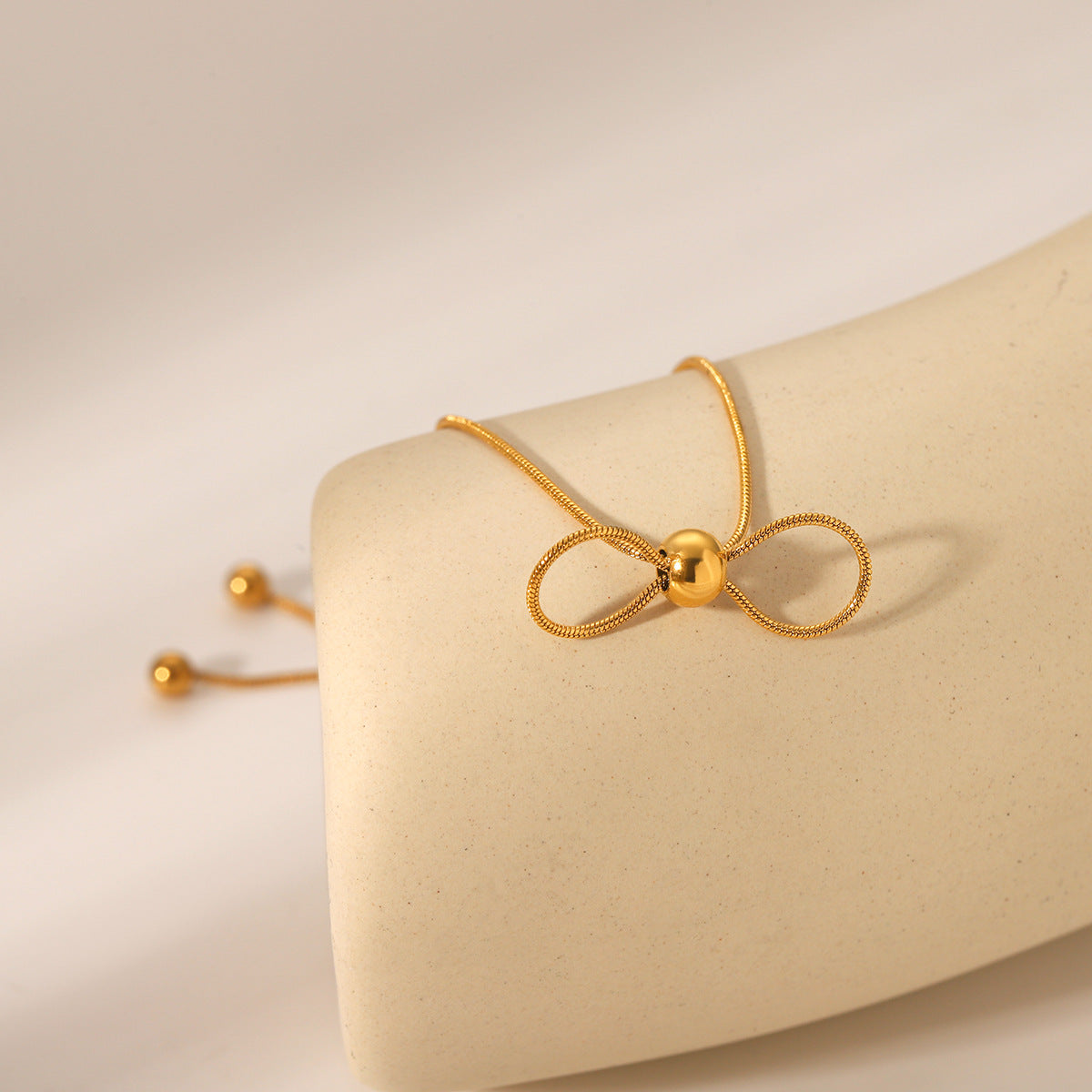 Gold Bow Adjustable Bracelet –  Snake Chain for Women