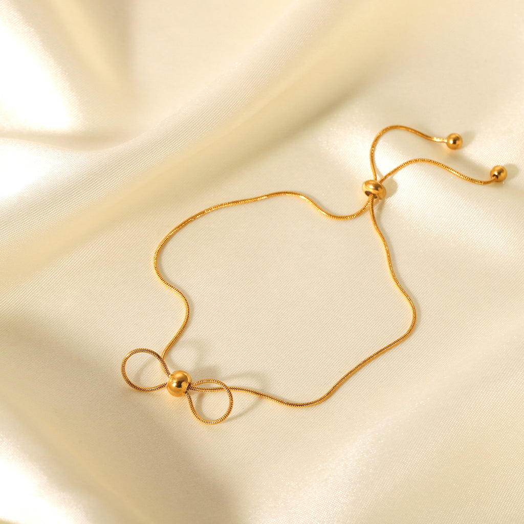 Gold Bow Adjustable Bracelet –  Snake Chain for Women