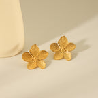 Gold Petal Stud Floral Jewelry Set - Earrings/Bracelet