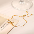 Gold Bow Adjustable Bracelet –  Snake Chain for Women