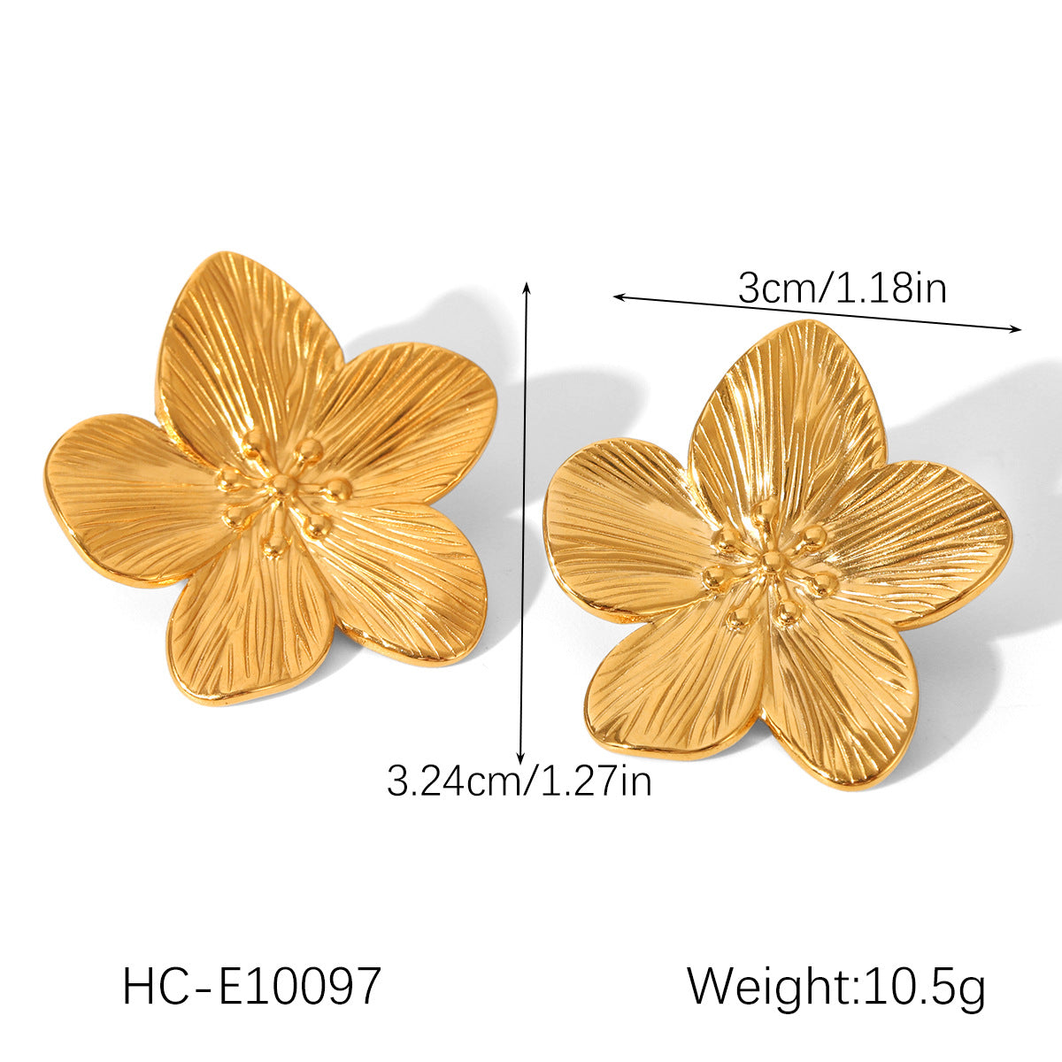 Gold Petal Stud Earrings – Floral Design