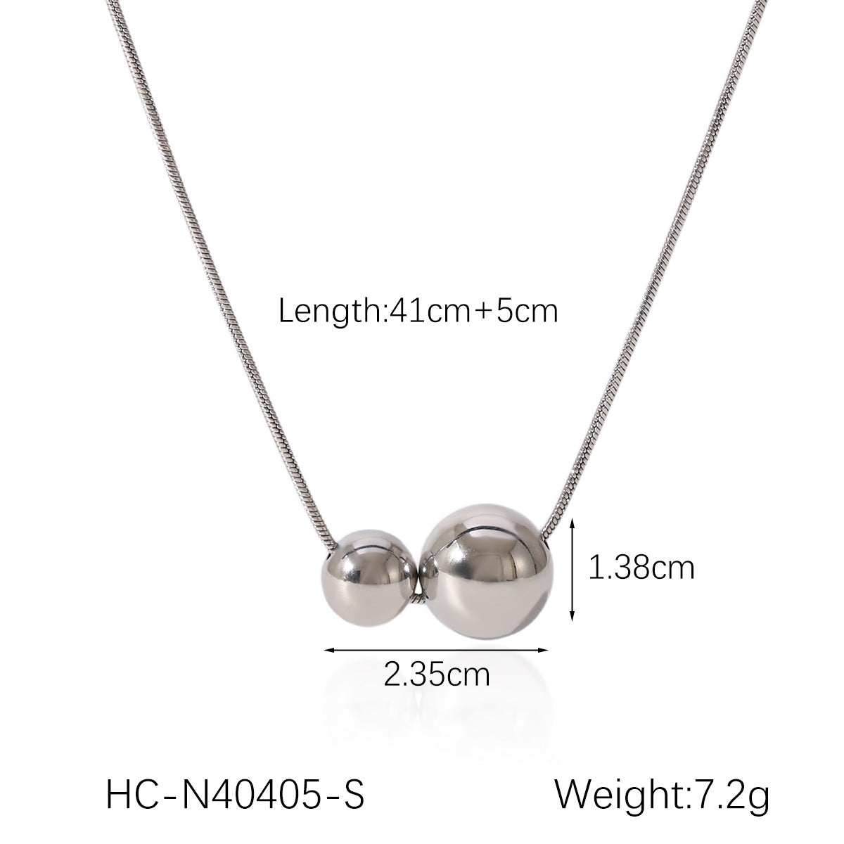 Dual Ball Pendant Necklace – Minimalist Snake Chain