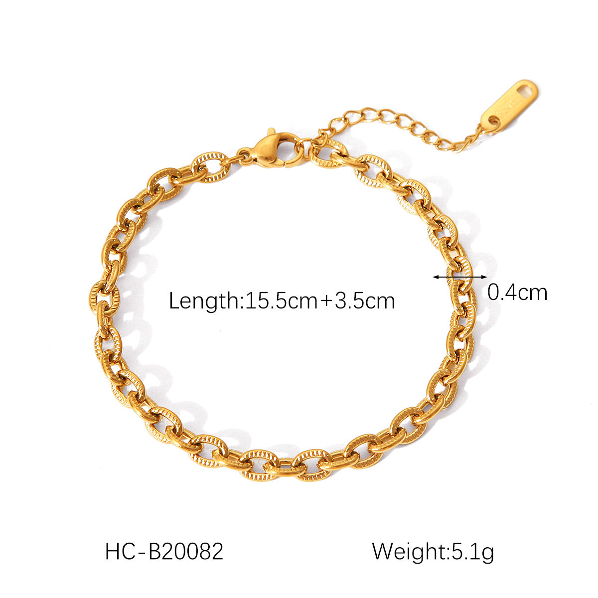 Gold Plated textured O-chain bracelet