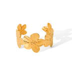 Gold Petal Cuff Bracelet – 18K Gold Plated Floral Statement