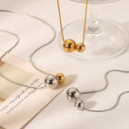 Dual Ball Pendant Necklace – Minimalist Snake Chain