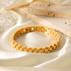 Chunky 18K Gold Chain Bracelet - Watchband Design