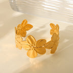 Gold Petal Cuff Bracelet – 18K Gold Plated Floral Statement