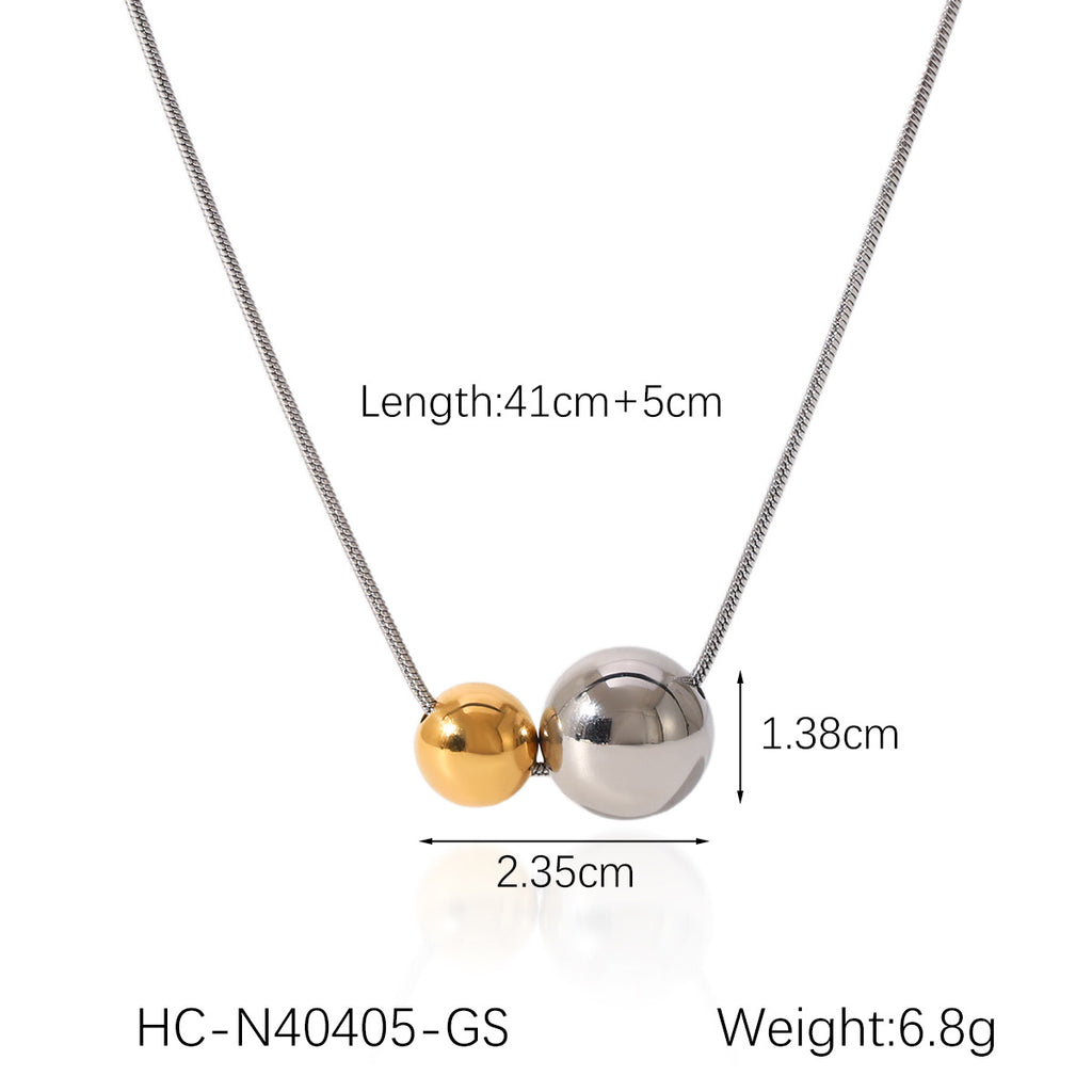 Dual Ball Pendant Necklace – Minimalist Snake Chain