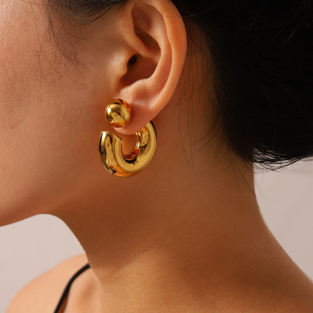 Chunky Ball Open Hoop Earrings