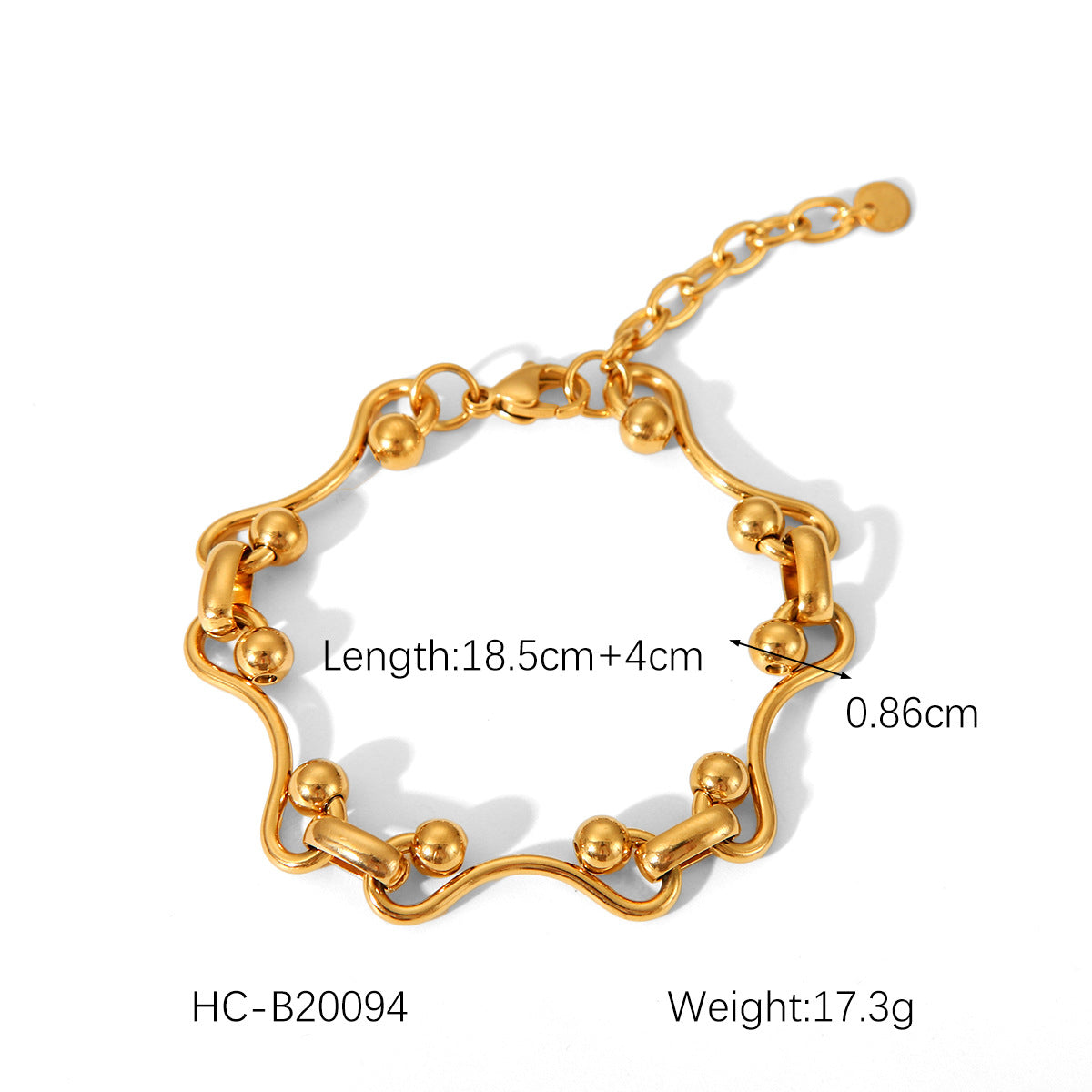 Wavy Orb Link Gold Bracelet