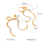 Gold Bow Statement Earrings – 18K Plated Snake Chain Stud Collection