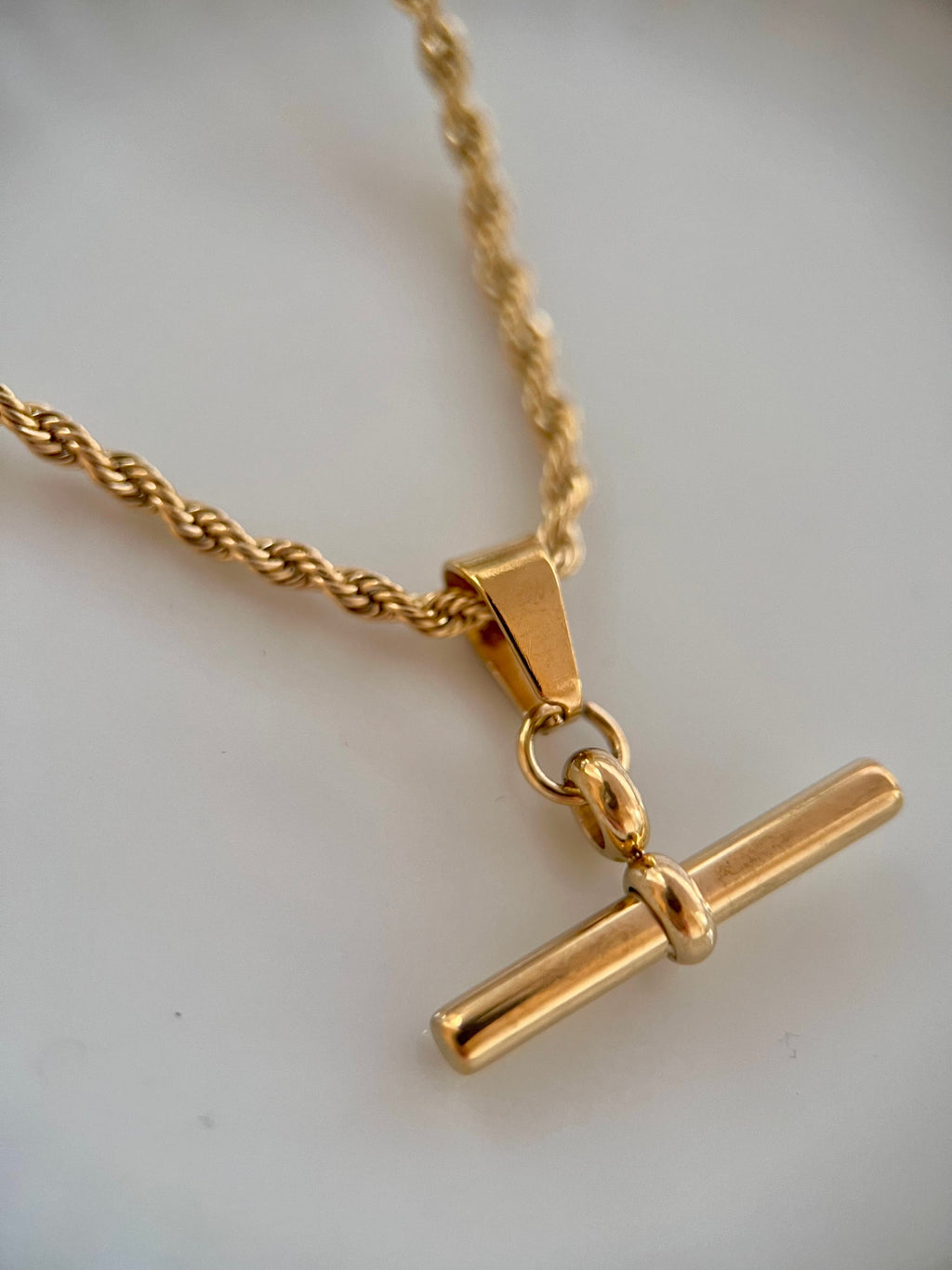 T Bar Twist Chain Necklace-2